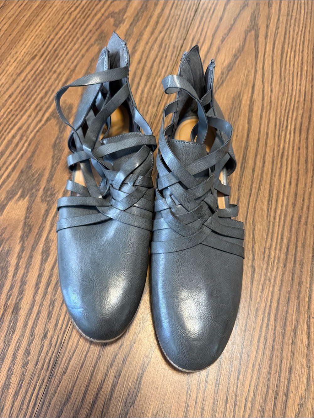Maurices Black Strappy Lace-Up Flats